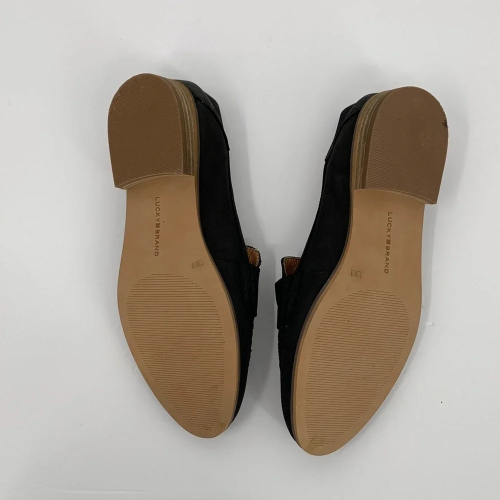 Lucky Brand Eryka suede leather loafer slip-on black shoe women 38 7.5